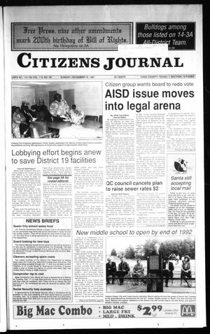 Primary view of object titled 'Citizens Journal (Atlanta, Tex.), Vol. 113, No. 55, Ed. 1 Sunday, December 15, 1991'.