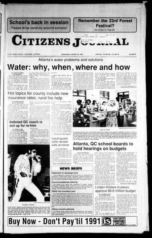 Primary view of object titled 'Citizens Journal (Atlanta, Tex.), Vol. 112, No. 29, Ed. 1 Wednesday, August 29, 1990'.