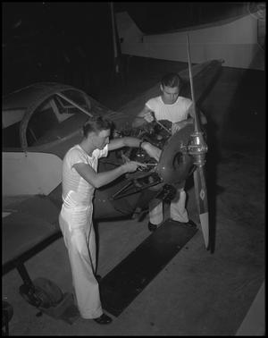 Primary view of object titled '[In the Plane Repair Shop]'.