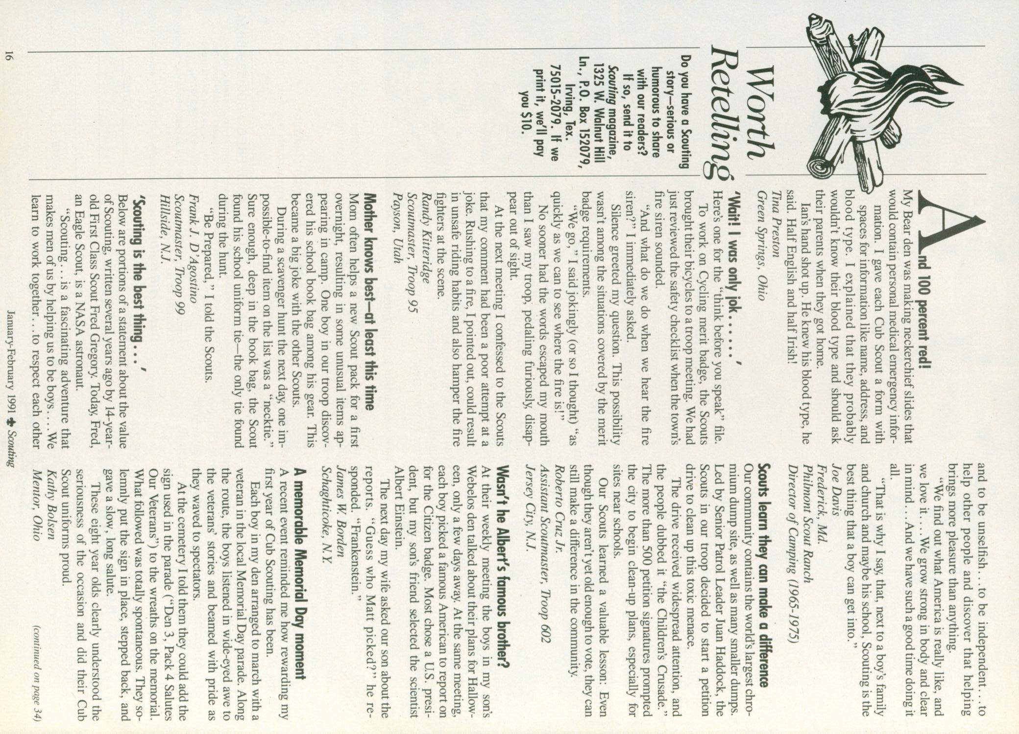Scouting, Volume 79, Number 1, January-February 1991
                                                
                                                    16
                                                