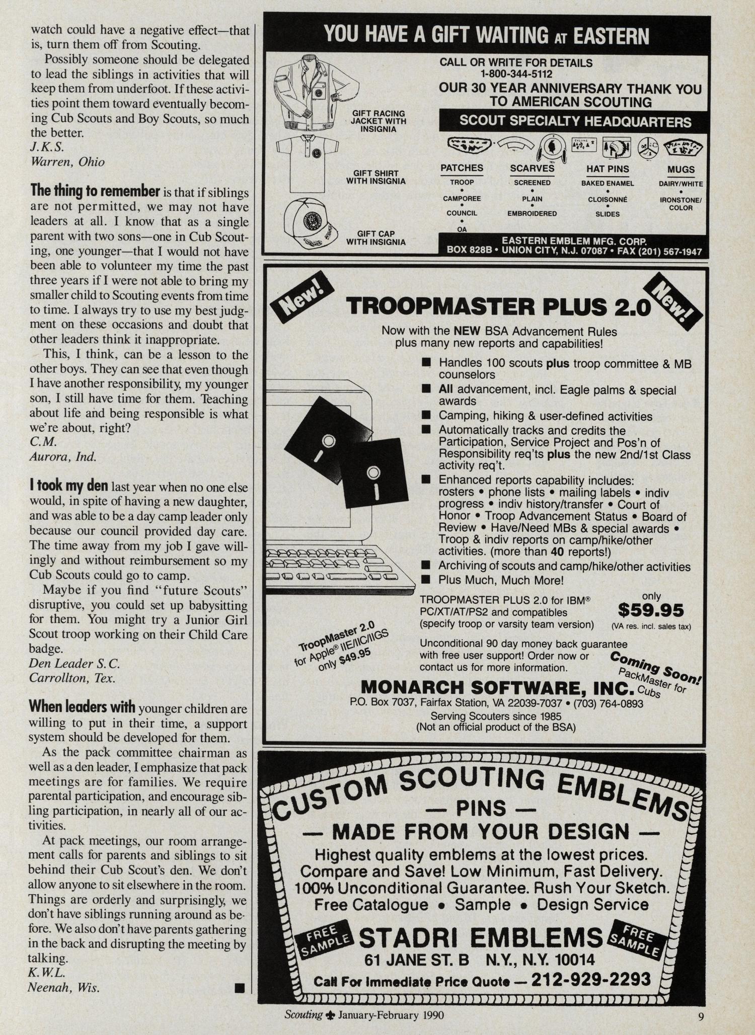 Scouting, Volume 78, Number 1, January-February 1990
                                                
                                                    9
                                                