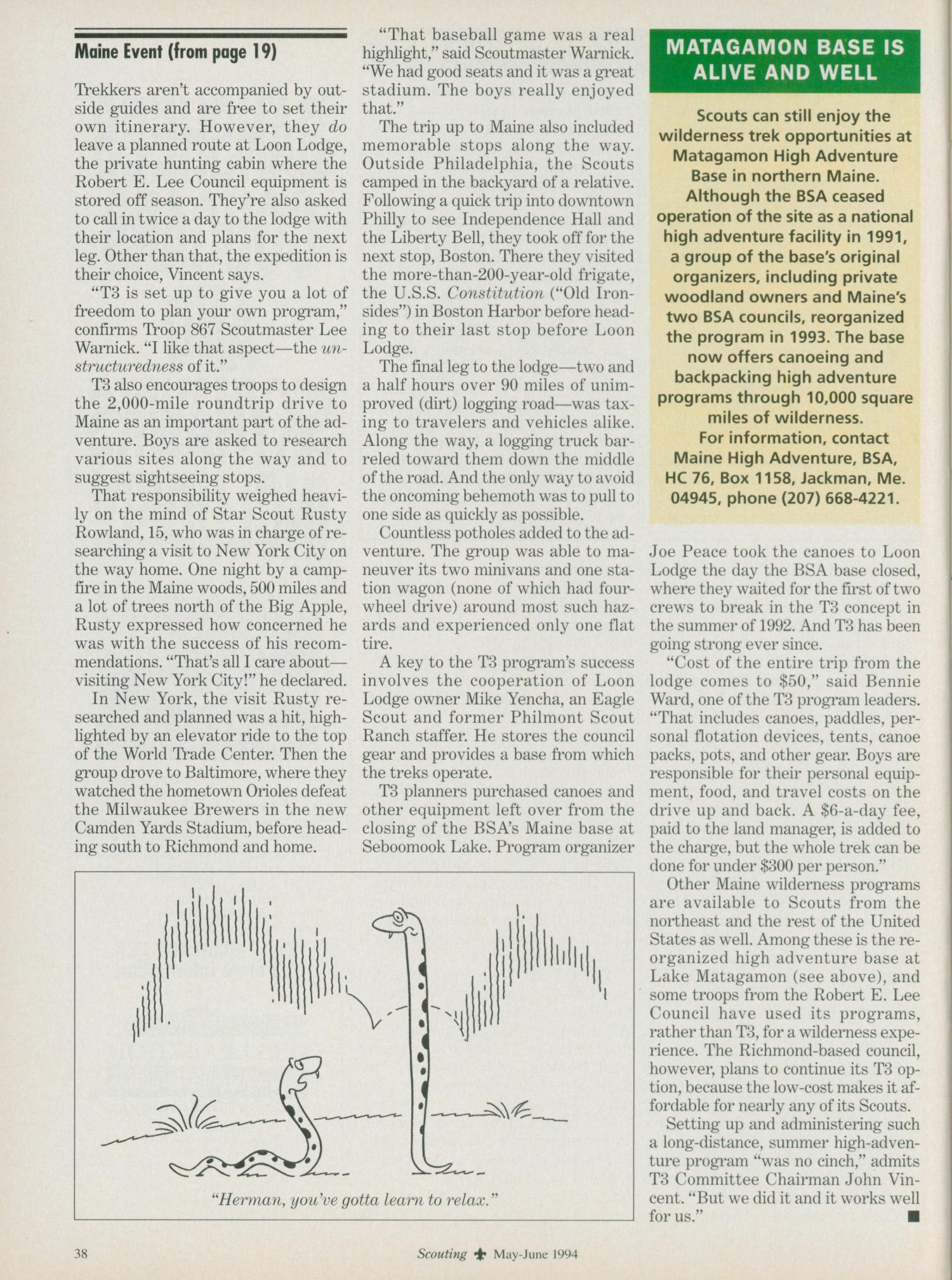 Scouting, Volume 82, Number 3, May-June 1994
                                                
                                                    38
                                                
