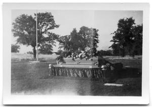 Primary view of object titled 'Casket covered with flower arrangements at Bunt Vise's funeral'.