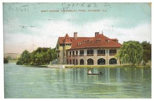 Primary view of object titled 'Boat House, Humbodlt Park, Chicago, Ill.'.