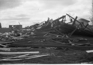 Primary view of object titled '[Photograph of Fallen Structure After Tornado]'.
