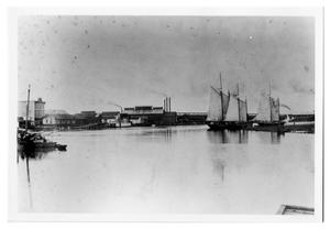 Primary view of object titled '[Photograph of Ships on Sabine River]'.