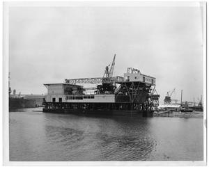 Primary view of object titled '[Photograph of Inland Drilling Barge "Swamp Master"]'.