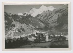 Primary view of object titled '[Village Below Mountains]'.