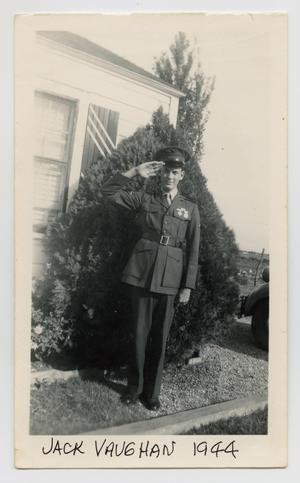 Primary view of object titled '[Jack Vaughan Saluting]'.