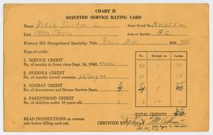Primary view of object titled '[Justin L. Bible's Adjusted Service Rating Card]'.