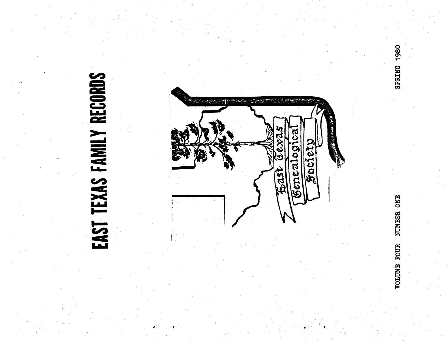 East Texas Family Records, Volume 4, Number 1, Spring 1980
                                                
                                                    Front Cover
                                                