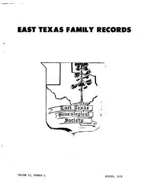 Primary view of object titled 'East Texas Family Records, Volume 2, Number 4, Winter 1978'.