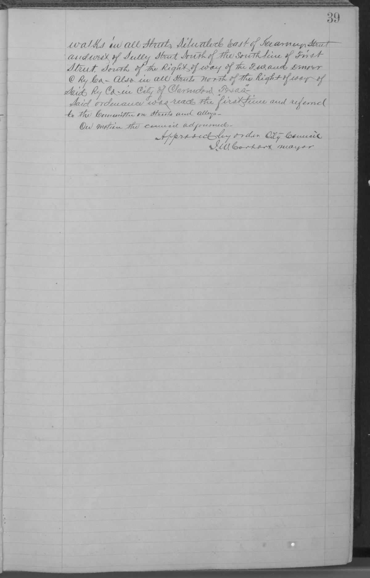 [City of Clarendon Ledger: Minutes for September 10, 1901- April 19, 1917]
                                                
                                                    39
                                                