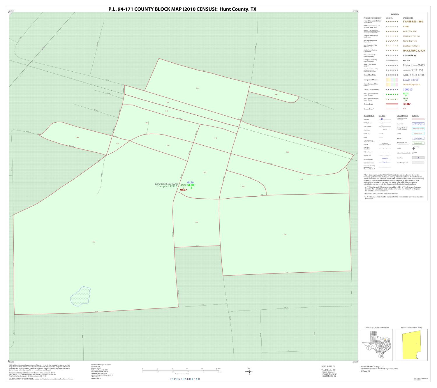 P.L. 94-171 County Block Map (2010 Census): Hunt County, Inset E01
                                                
                                                    [Sequence #]: 1 of 1
                                                