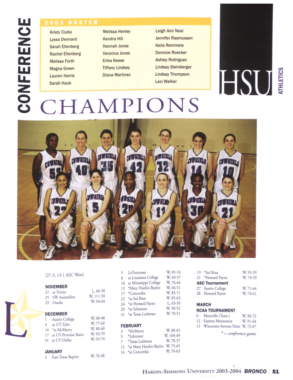 The Bronco, Yearbook of Hardin-Simmons University, 2004
                                                
                                                    51
                                                