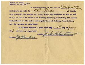 Primary view of object titled '[Payment Receipt for D.C. Parks, 16 January 1917]'.