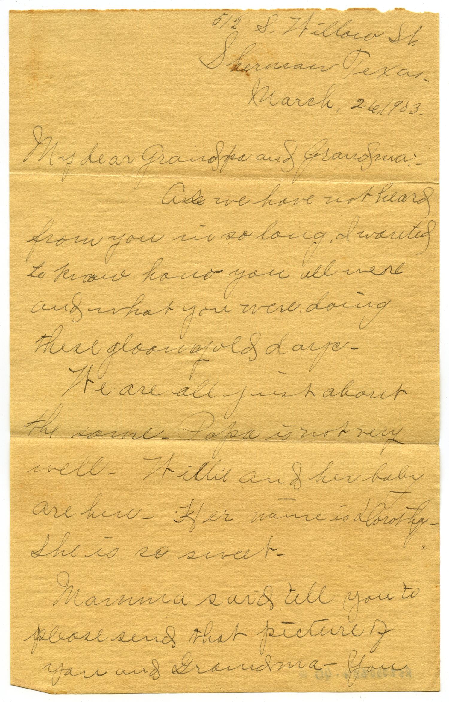 [Letter from Annie, 26 March 1903]
                                                
                                                    [Sequence #]: 1 of 2
                                                