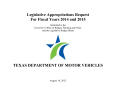 Texas Department of Motor Vehicles Requests for  Legislative Appropriations: Fiscal Years 2014 and 2015