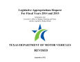 Thumbnail image of item number 1 in: 'Texas Department of Motor Vehicles Requests for Legislative Appropriations: Fiscal Years 2014 and 2015, Revised'.
