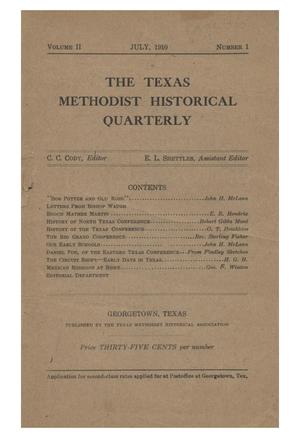 Primary view of object titled 'Texas Methodist Historical Quarterly, Volume 2, Number 1, July 1910'.