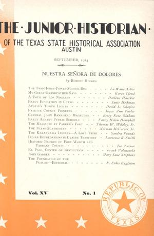 Primary view of object titled 'The Junior Historian, Volume 15, Number 1, September 1954'.