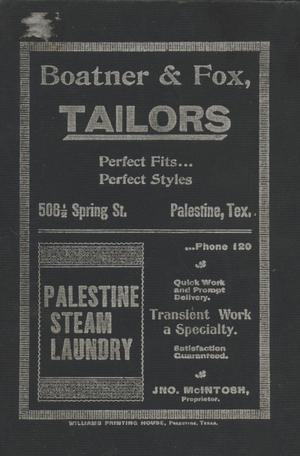 Primary view of object titled 'Palestine City Directory, 1898-1899'.