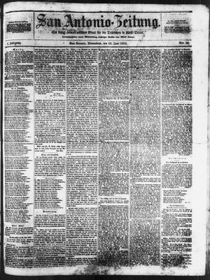 Primary view of object titled 'San Antonio-Zeitung. (San Antonio, Tex.), Vol. 1, No. 50, Ed. 1 Saturday, June 10, 1854'.