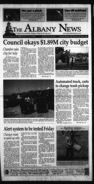 Primary view of object titled 'The Albany News (Albany, Tex.), Vol. 132, No. 44, Ed. 1 Thursday, March 27, 2008'.