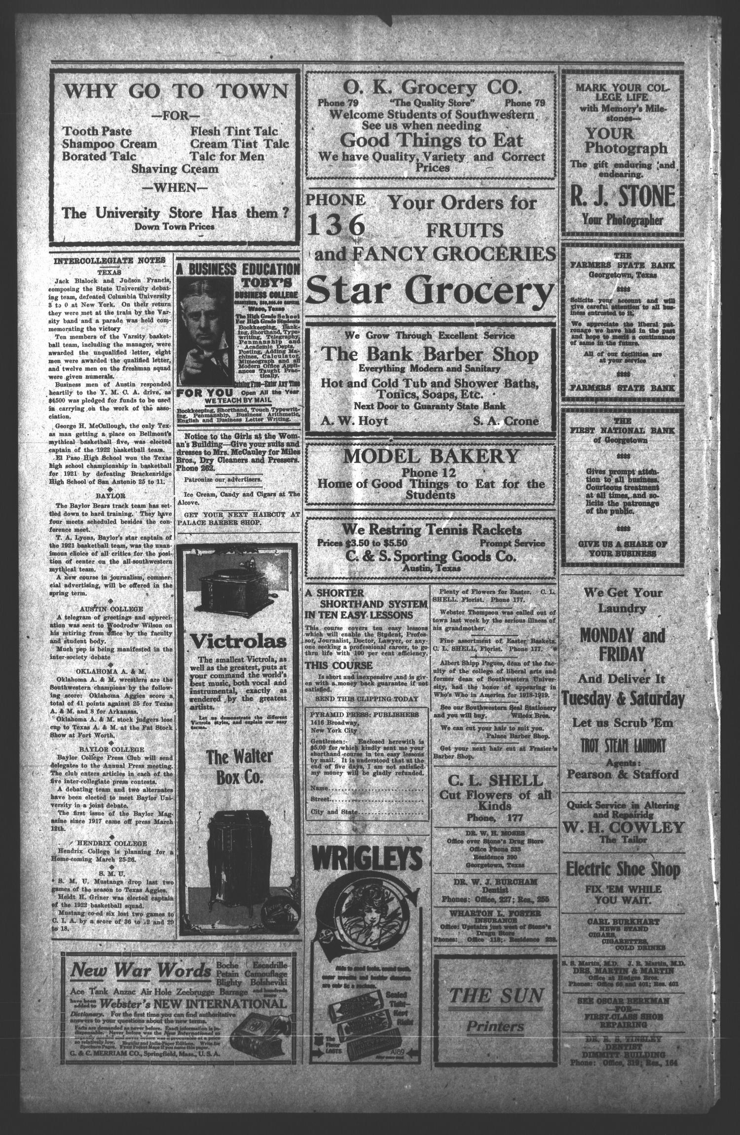 The Megaphone (Georgetown, Tex.), Vol. 14, No. 22, Ed. 1 Tuesday, March 22, 1921
                                                
                                                    [Sequence #]: 4 of 4
                                                
