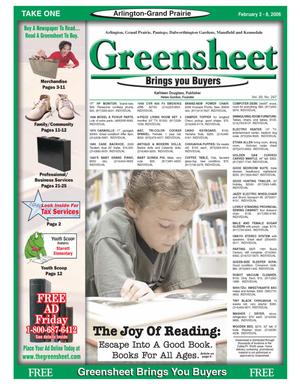 Primary view of object titled 'The Greensheet (Arlington-Grand Prairie, Tex.), Vol. 29, No. 297, Ed. 1 Thursday, February 2, 2006'.