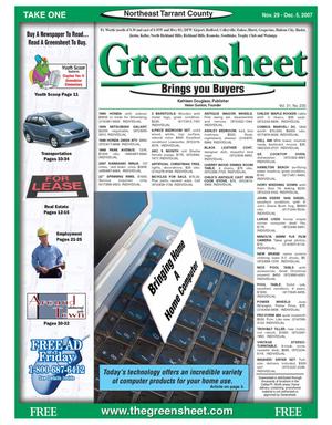 Primary view of object titled 'Greensheet (Fort Worth, Tex.), Vol. 31, No. 235, Ed. 1 Thursday, November 29, 2007'.