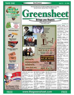 Primary view of object titled 'Greensheet (Houston, Tex.), Vol. 39, No. 131, Ed. 1 Friday, April 18, 2008'.