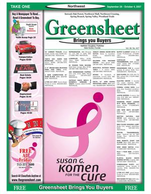 Primary view of object titled 'Greensheet (Houston, Tex.), Vol. 38, No. 407, Ed. 1 Friday, September 28, 2007'.