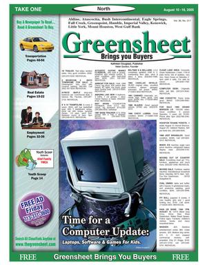 Primary view of object titled 'Greensheet (Houston, Tex.), Vol. 36, No. 317, Ed. 1 Wednesday, August 10, 2005'.