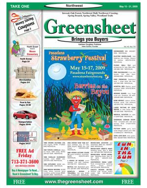 Primary view of object titled 'Greensheet (Houston, Tex.), Vol. 40, No. 179, Ed. 1 Friday, May 15, 2009'.