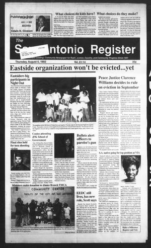 Primary view of object titled 'San Antonio Register (San Antonio, Tex.), Vol. 61, No. 14, Ed. 1 Thursday, August 6, 1992'.