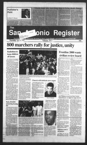 Primary view of object titled 'San Antonio Register (San Antonio, Tex.), Vol. 61, No. 3, Ed. 1 Thursday, May 21, 1992'.