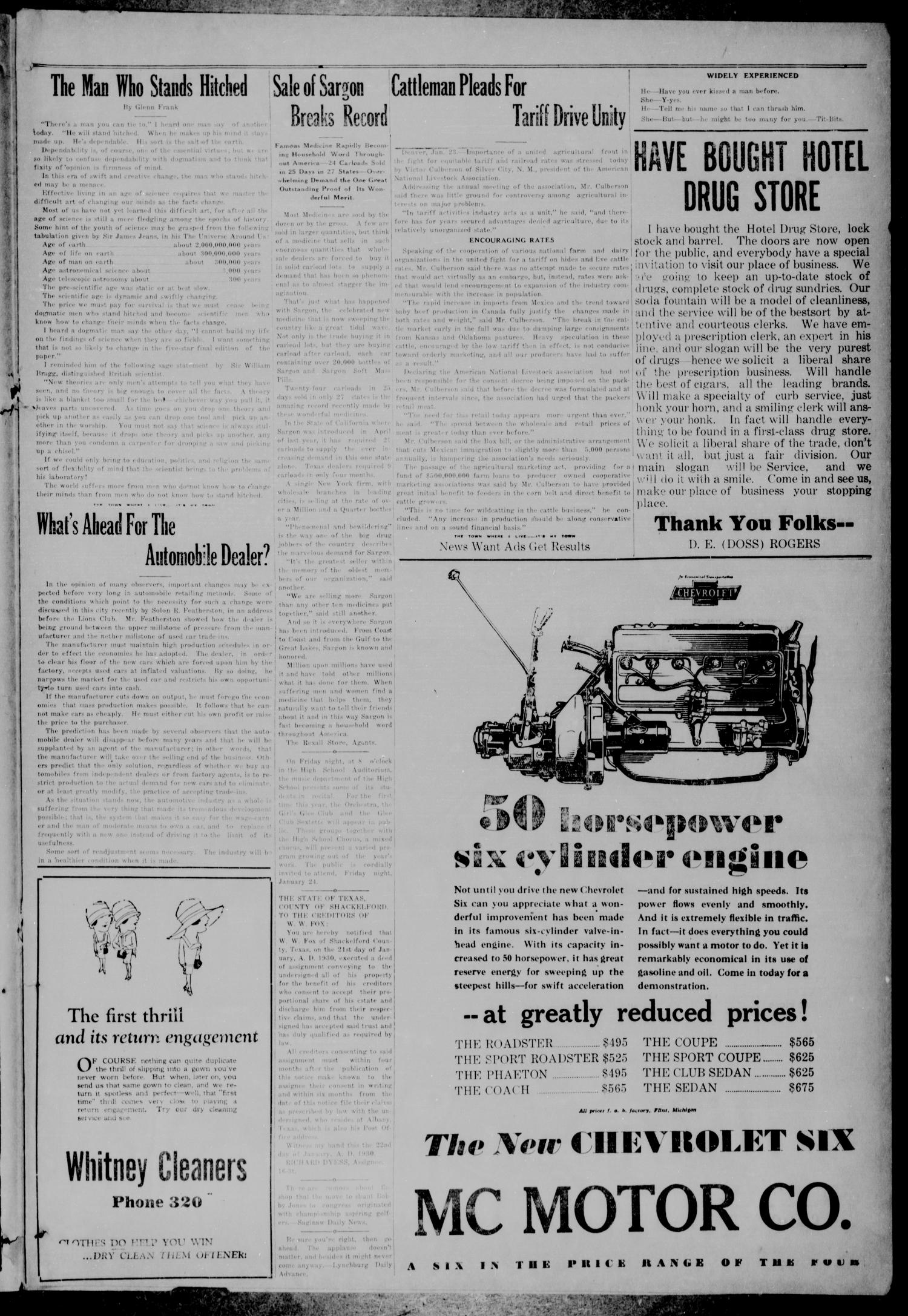 The Albany News (Albany, Tex.), Vol. 46, No. 16, Ed. 1 Friday, January 24, 1930
                                                
                                                    [Sequence #]: 3 of 8
                                                