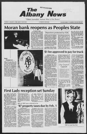Primary view of object titled 'The Albany News (Albany, Tex.), Vol. 112, No. 32, Ed. 1 Thursday, January 21, 1988'.