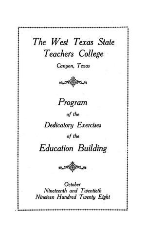Primary view of object titled 'Program of the dedicatory exercises of the education building'.