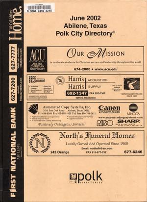 Primary view of object titled 'Polk Directory of the City of Abilene, June 2002'.