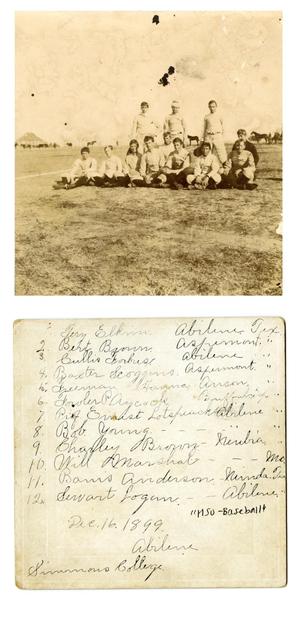 Primary view of object titled '[Photograph of Simmons College Baseball Team - 1899]'.