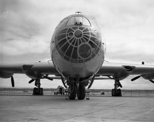 Primary view of object titled 'B-36 #53 nose head on view'.