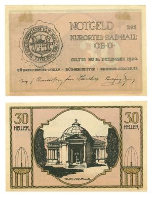 Primary view of object titled '[Bank note from Germany in the denomination of 30 heller]'.