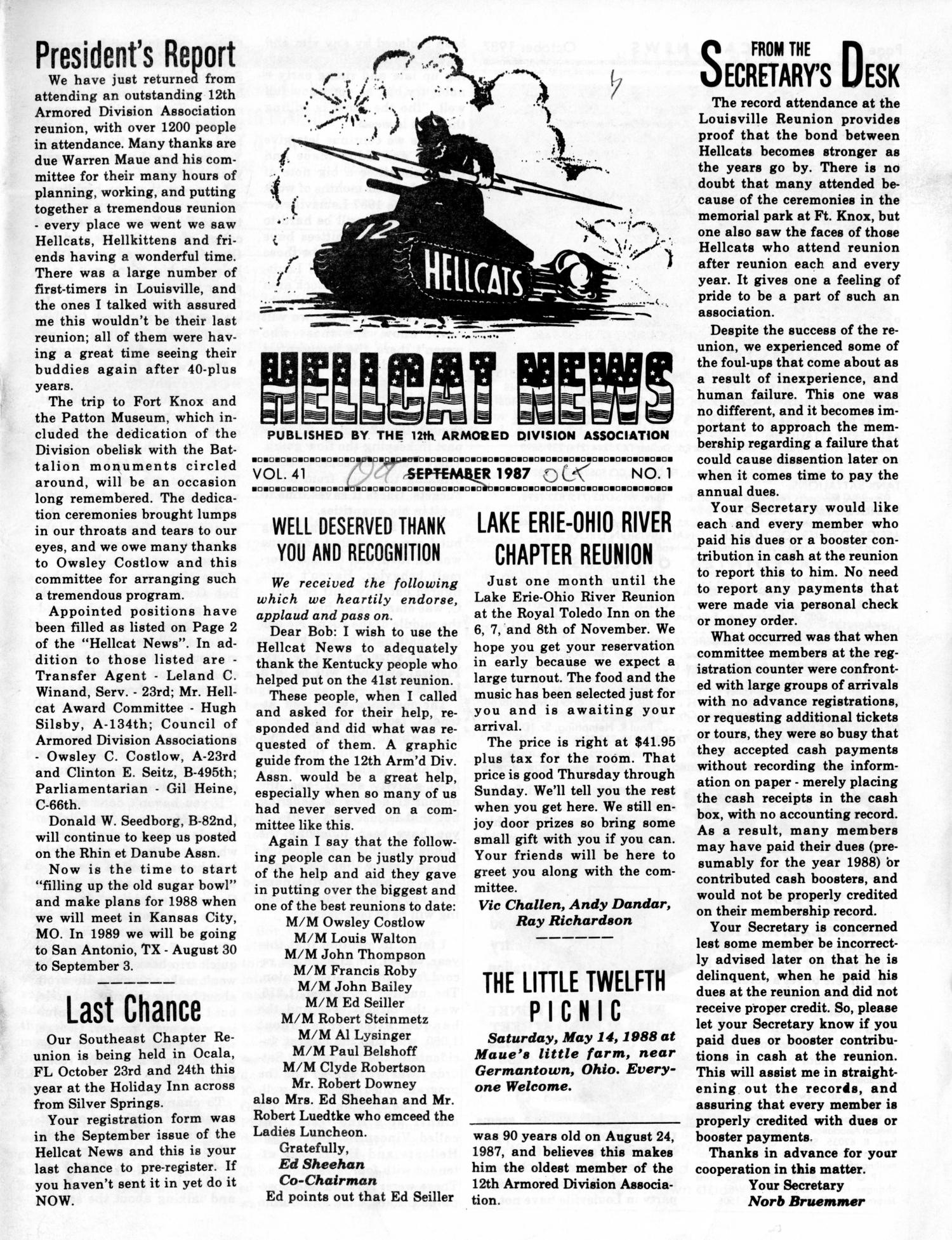 Hellcat News, (Godfrey, Ill.), Vol. 41, No. 1, Ed. 1, October 1987
                                                
                                                    [Sequence #]: 1 of 40
                                                