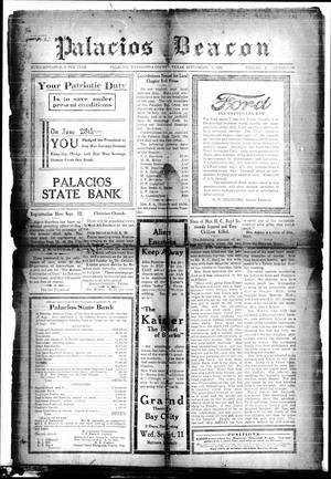Primary view of object titled 'Palacios Beacon (Palacios, Tex.), Vol. 10, No. 33, Ed. 1 Friday, September 6, 1918'.