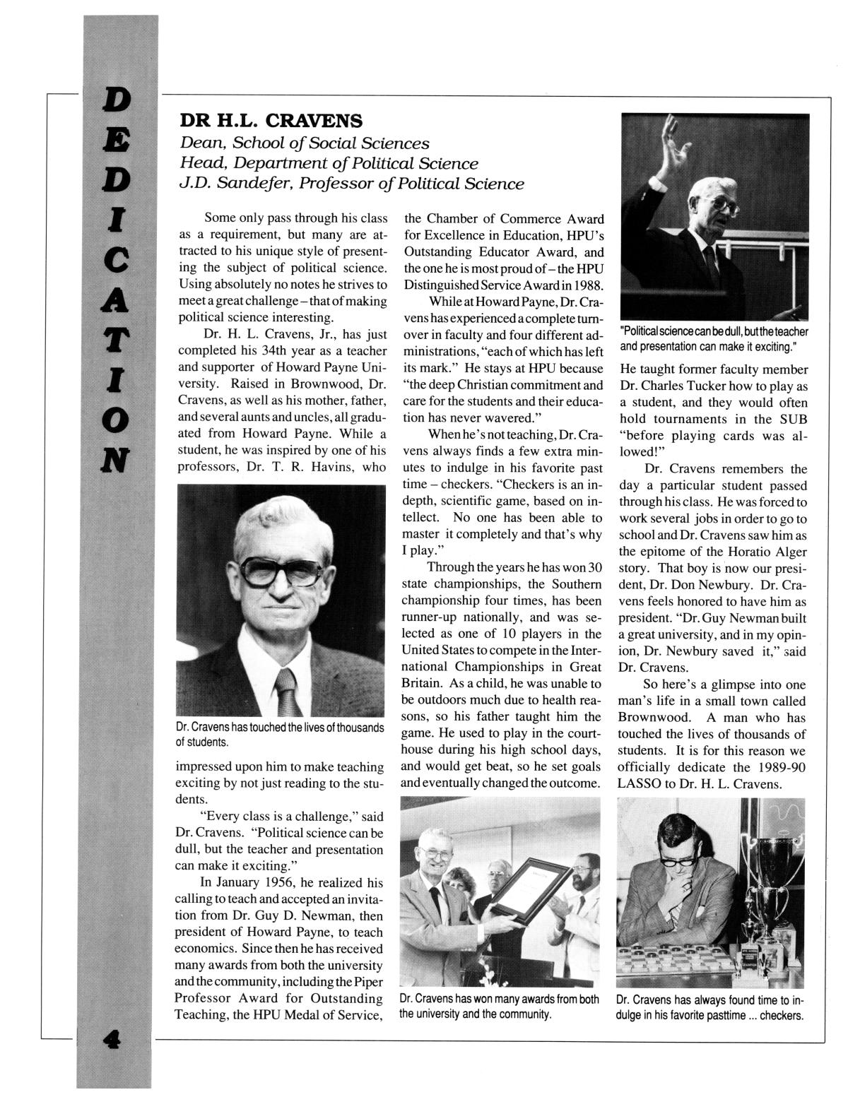The Lasso, Yearbook of Howard Payne University, 1990
                                                
                                                    4
                                                