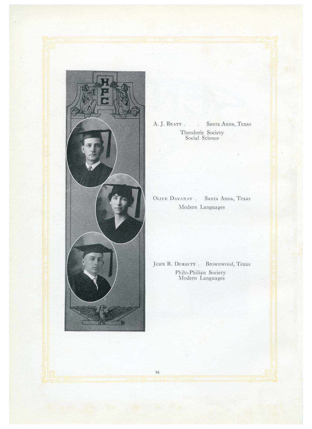 The Lasso, Yearbook of Howard Payne College, 1919
                                                
                                                    18
                                                