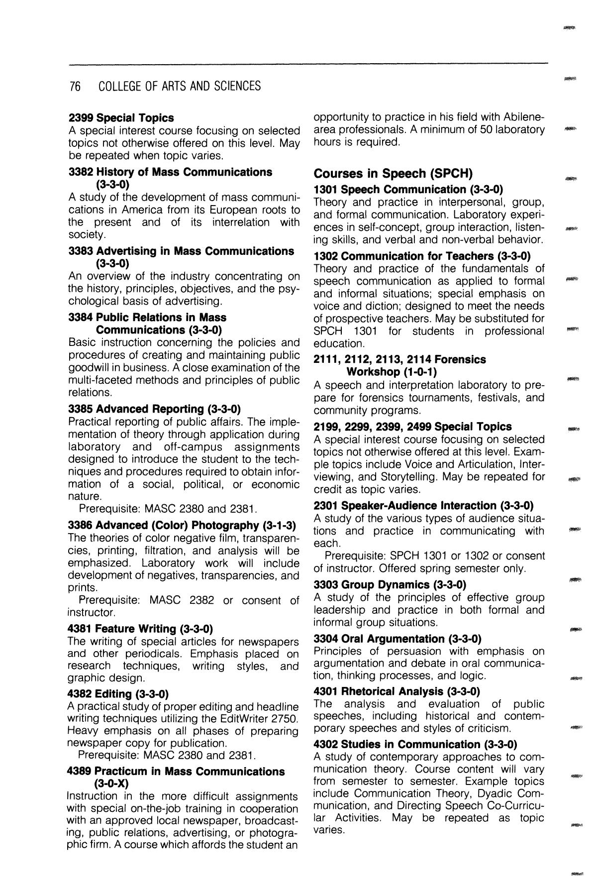 Catalog of Hardin-Simmons University, 1985-1986 Undergraduate Bulletin
                                                
                                                    76
                                                