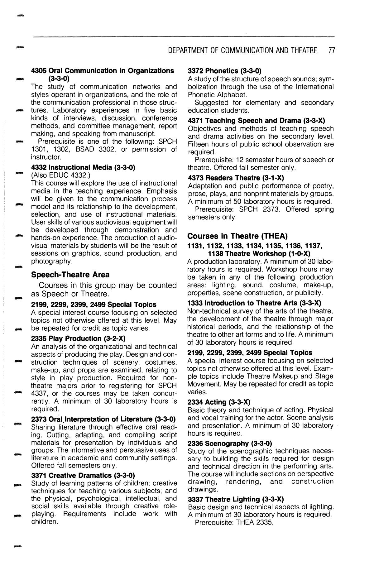Catalog of Hardin-Simmons University, 1985-1986 Undergraduate Bulletin
                                                
                                                    77
                                                